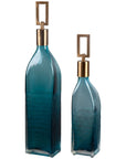 Uttermost Annabella Teal Glass Bottles, 2-Piece Set