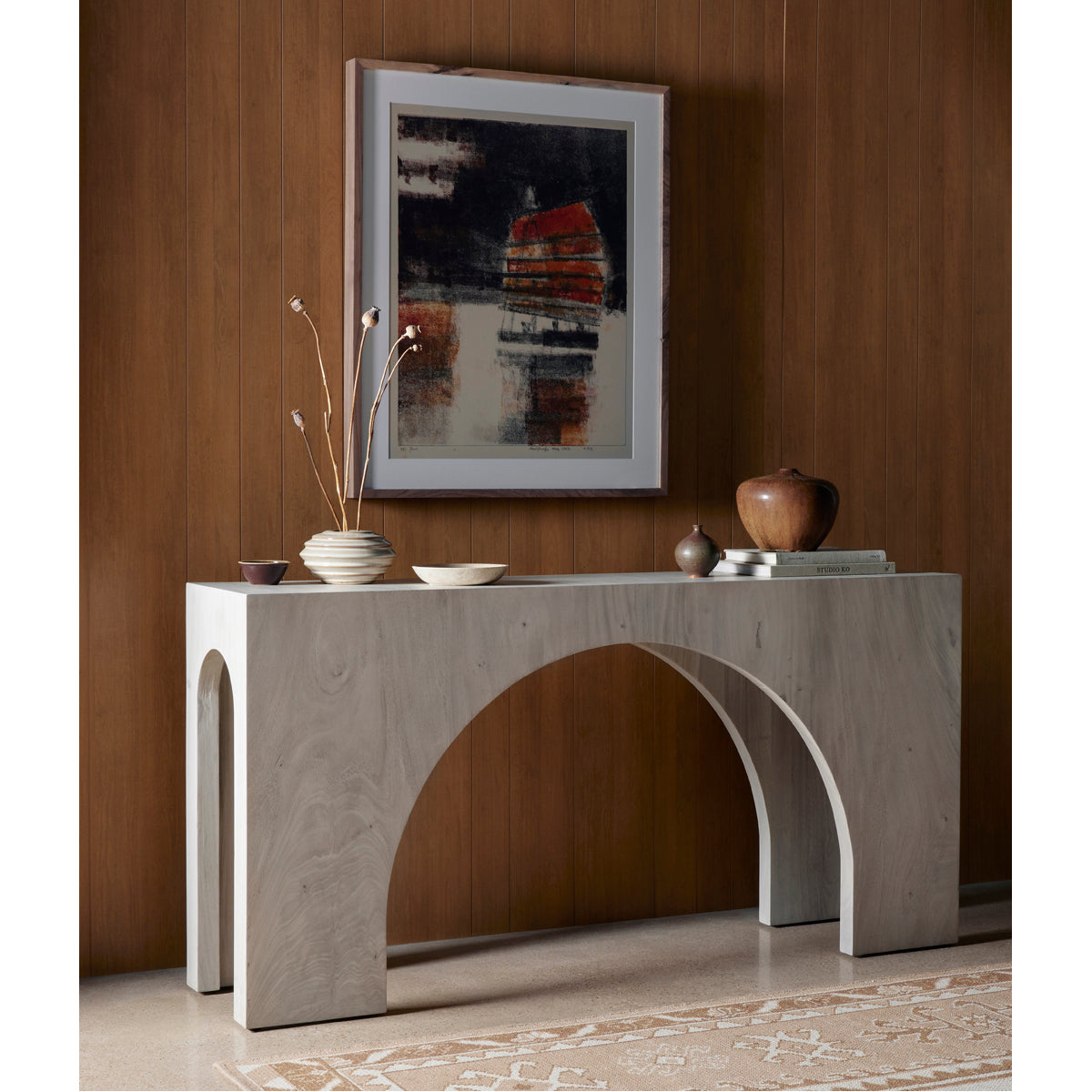 Four Hands Wesson Fausto Console Table - Bleached Guanacaste