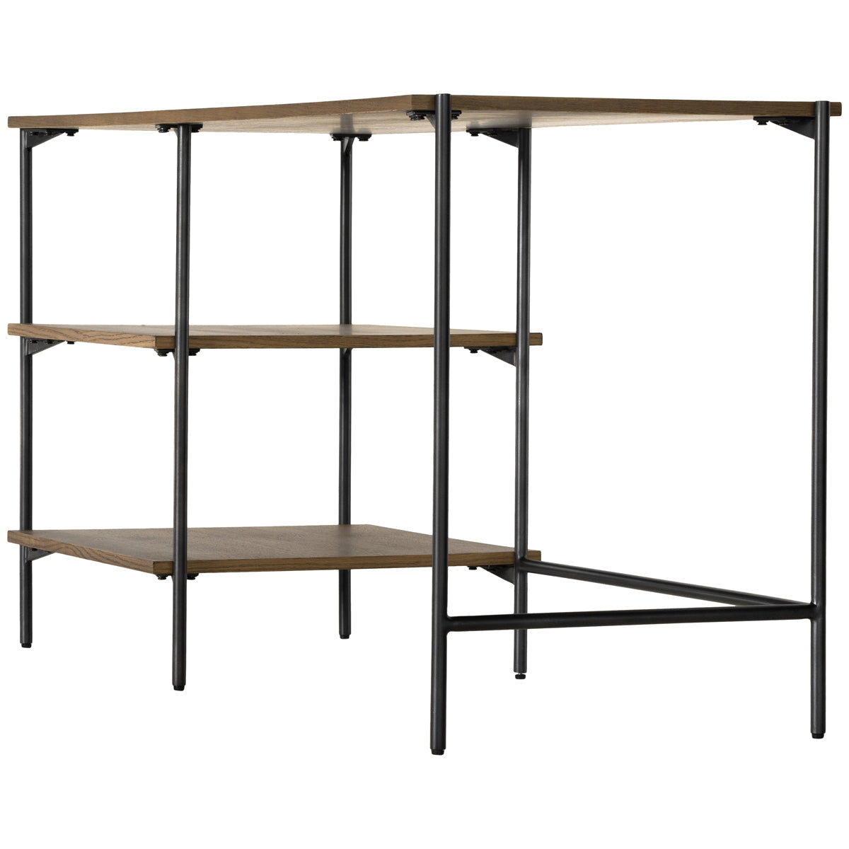 Four Hands Haiden Eaton Modular Desk with Shelves - Amber Oak Resin