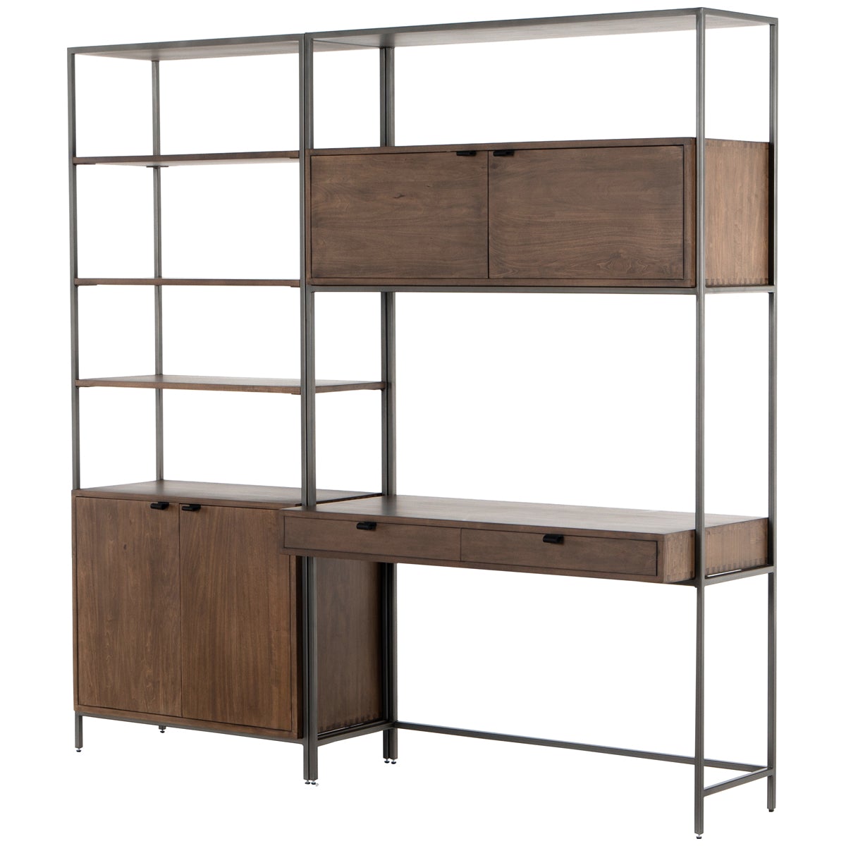 Four Hands Fulton Trey Modular Wall Desk with 1 Bookcase