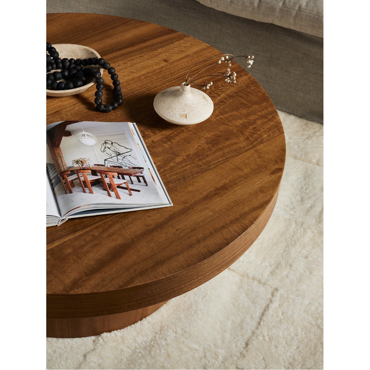 Four Hands Wesson Hudson Pedestal Coffee Table - Natural Yukas