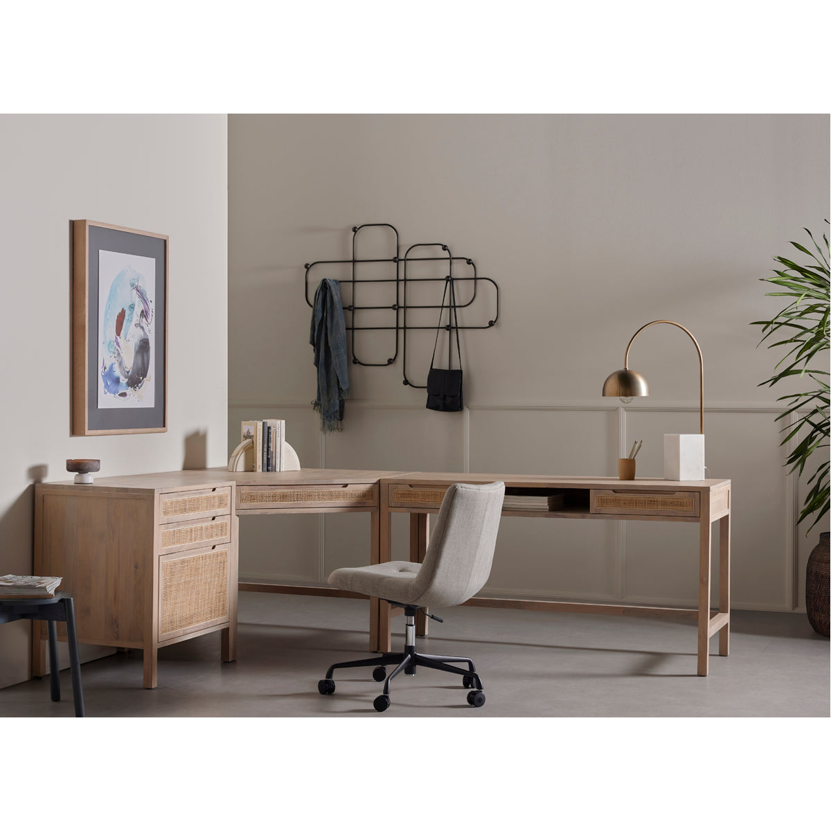 Four Hands Patten Clarita Desk System with Filing Cabinet