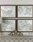 Uttermost World Maps Framed Prints, 4-Piece Set