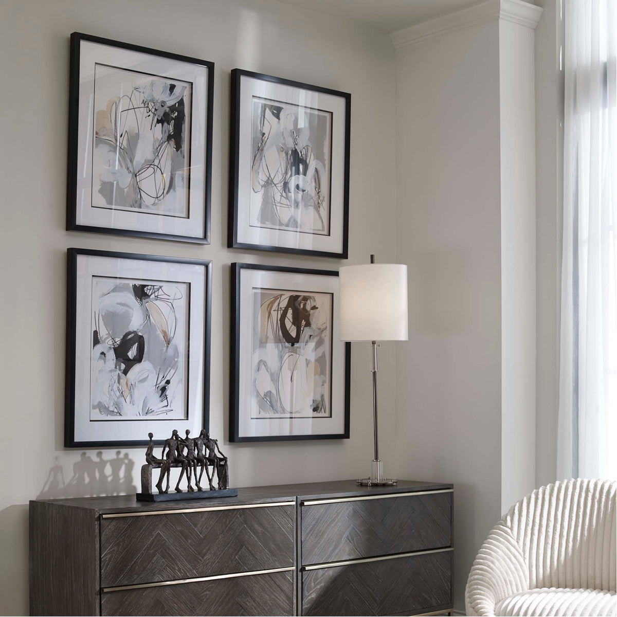 Uttermost Tangled Threads Abstract Framed Prints, Set of 4