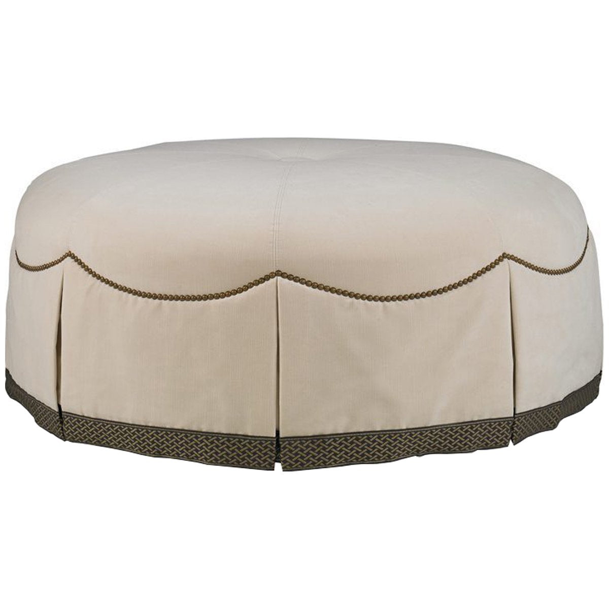 Hickory White Cocktail Ottoman with Pleated Skirt