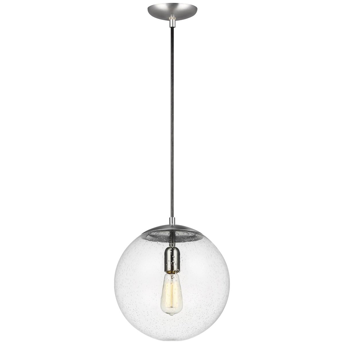 Sea Gull Lighting Leo - Hanging Globe 1-Light Pendant - Satin Aluminum
