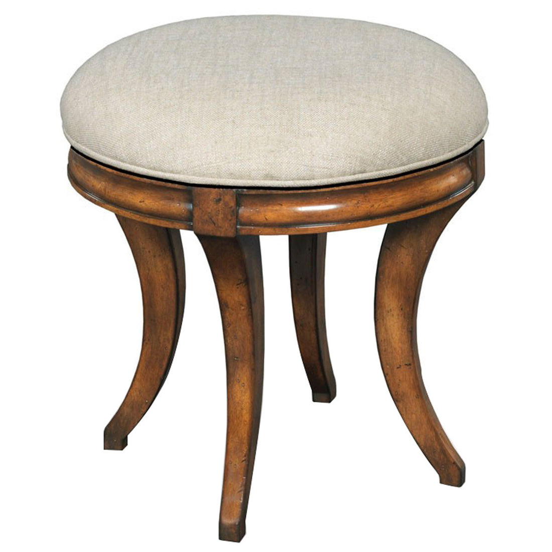 Woodbridge Furniture Beige Linen Swivel Vanity Seat Stool