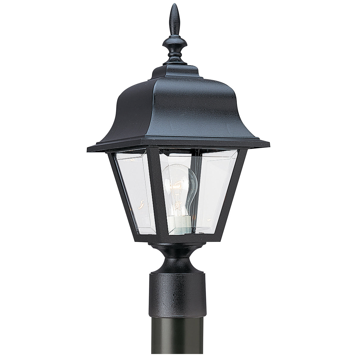 Sea Gull Lighting 1-Light Outdoor Post Lantern - Black