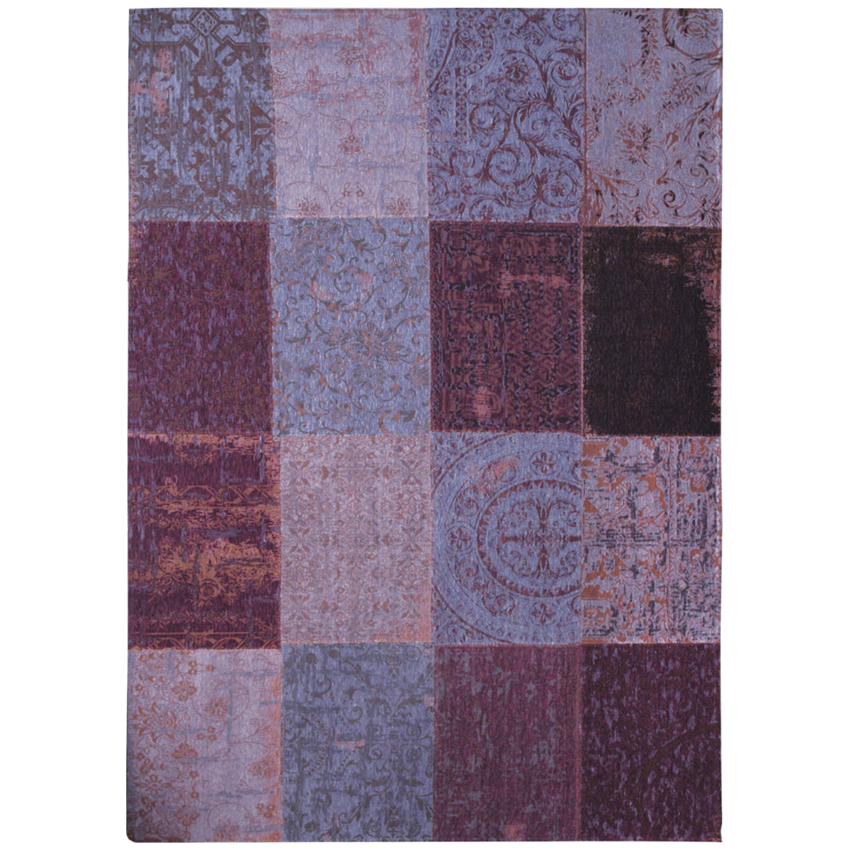 Louis de Poortere Vintage Patchwork 8008 Pale Purple Rug, 4&#39;7&quot; x 6&#39;7&quot;