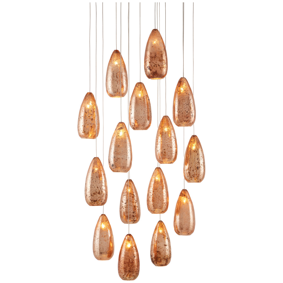 Currey and Company Rame Round 15-Light Multi-Drop Pendant