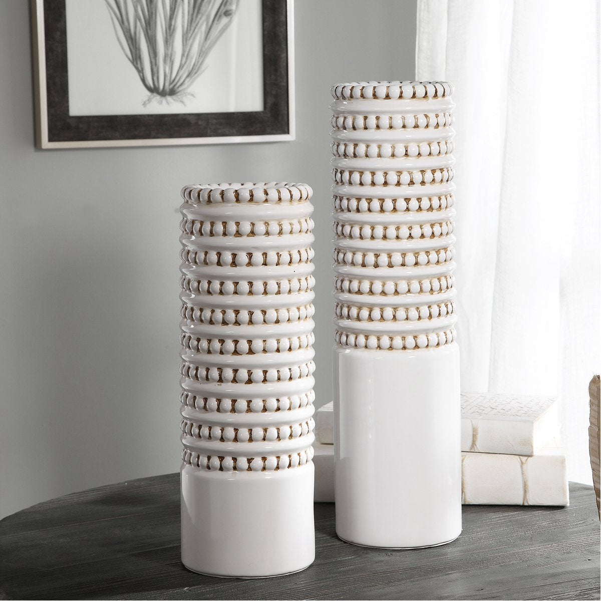 Uttermost Angelou White Vases, 2-Piece Set