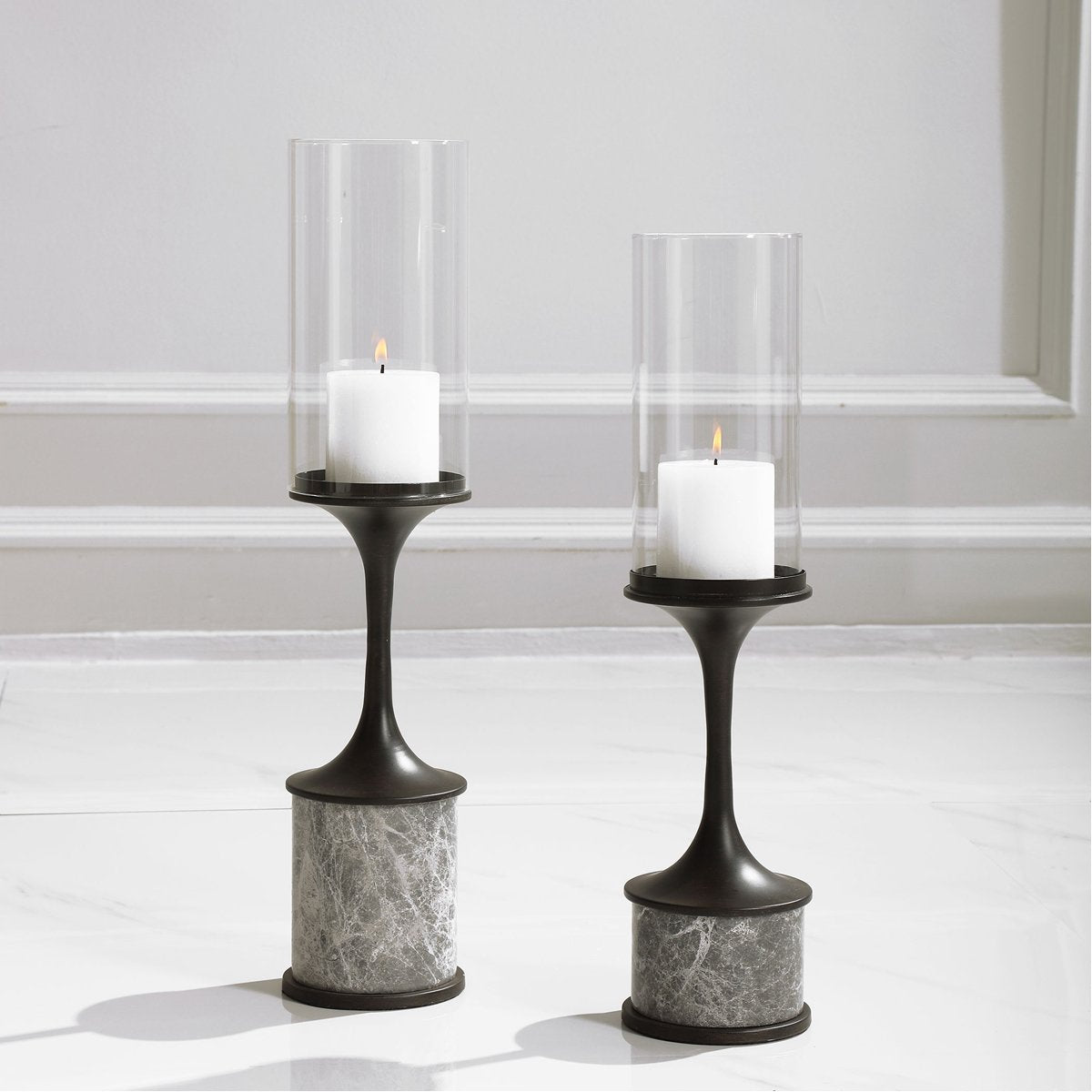 Uttermost Deane Marble Candleholders, 2-Piece Set
