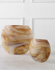 Uttermost Fusion Swirled Caramel and Ivory Vases, 2-Piece Set