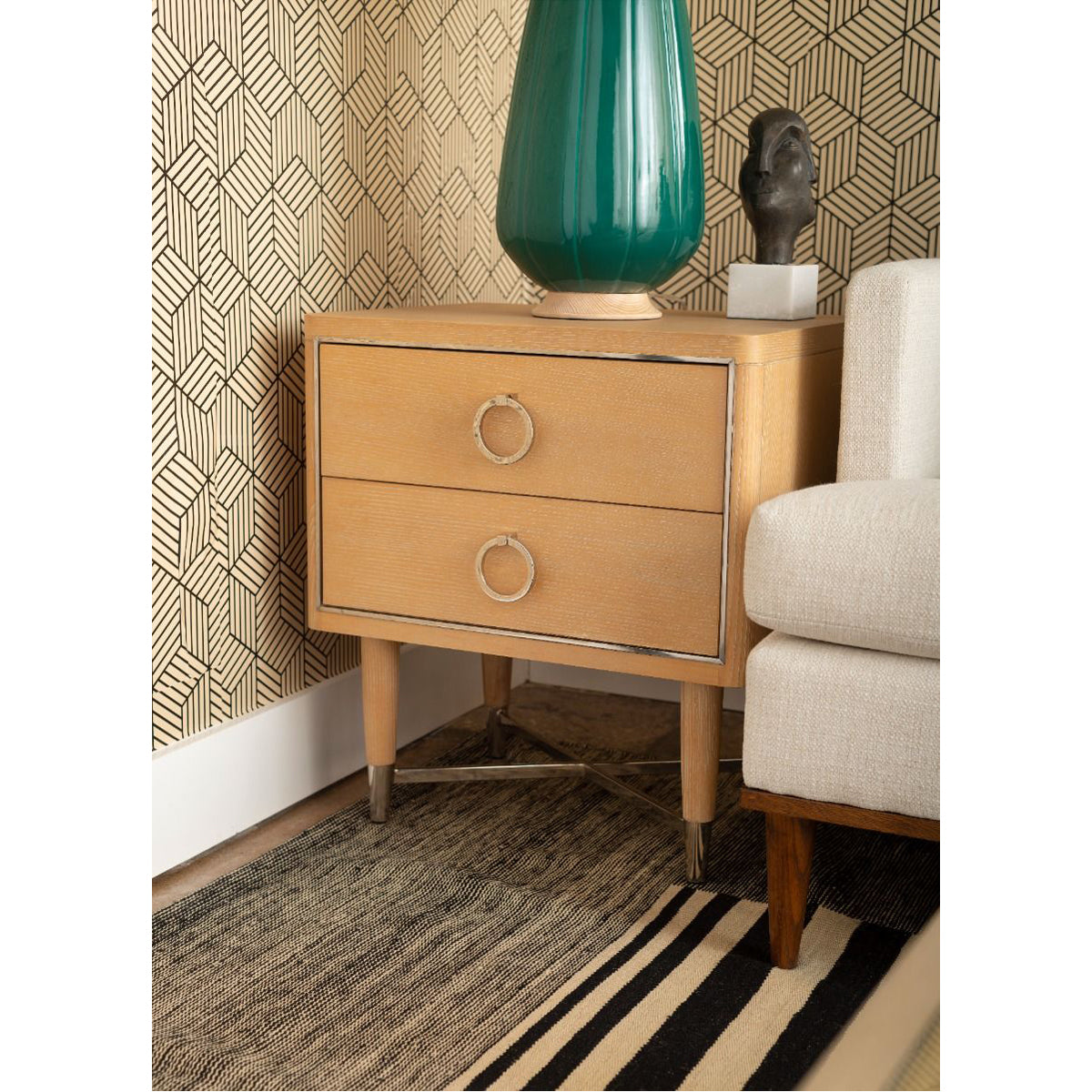 Villa &amp; House Adrian 2-Drawer Side Table with Owen Pull