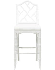 Worlds Away Chippendale Style Bamboo Counter Stool in White Lacquer