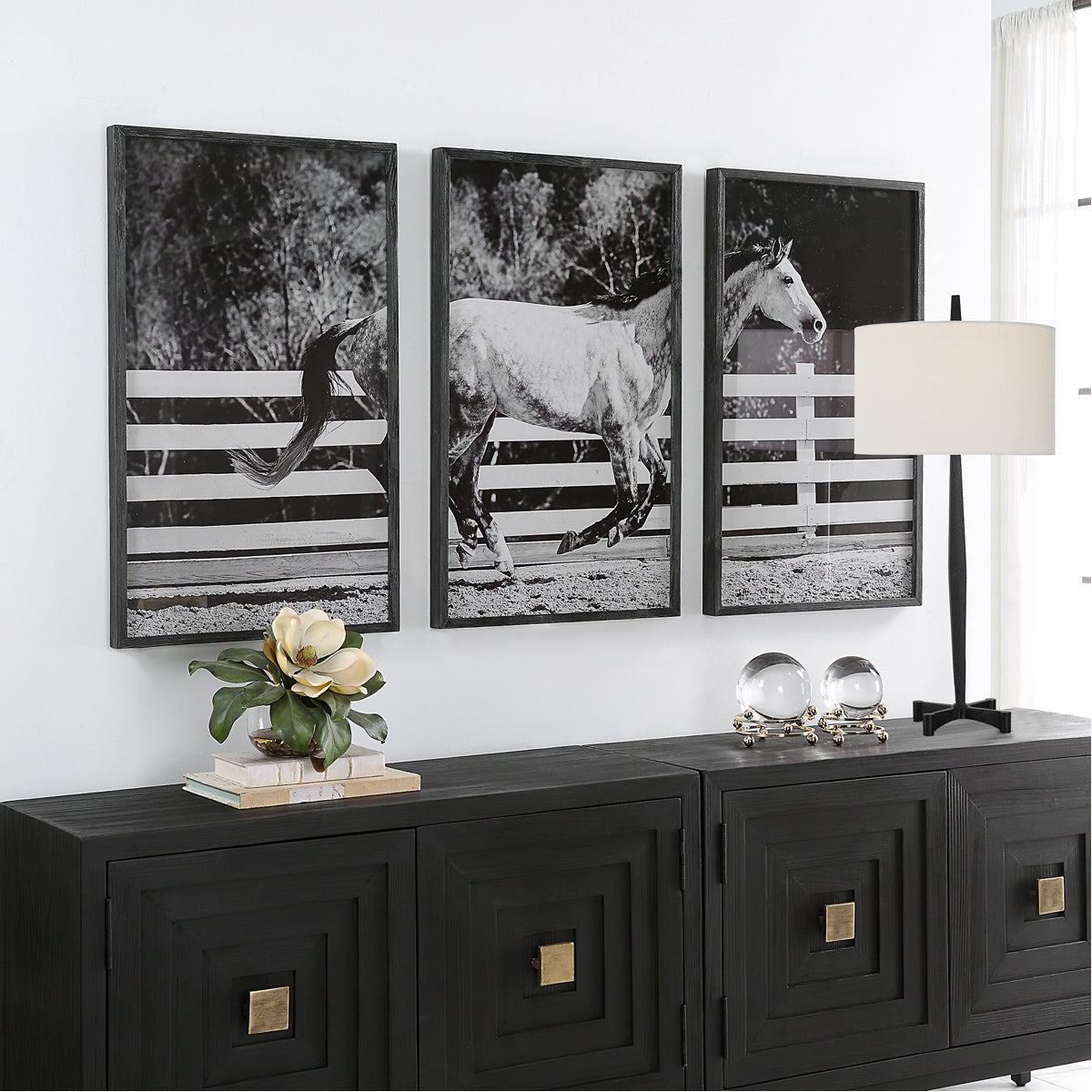 Uttermost Galloping Forward Equine Prints, 3-Piece Set