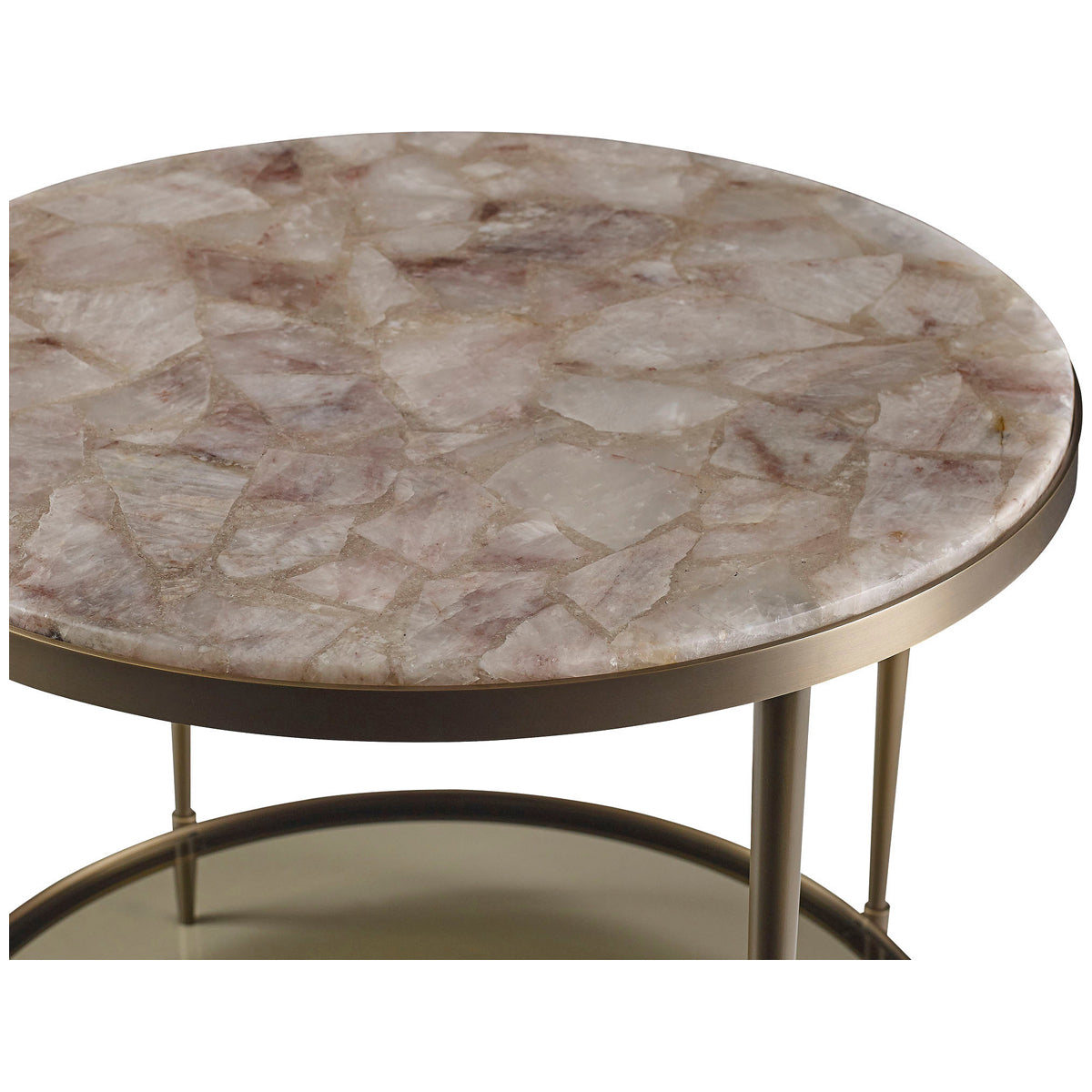 Baker Furniture Oberon End Table with Rose Quartz Top BA3659