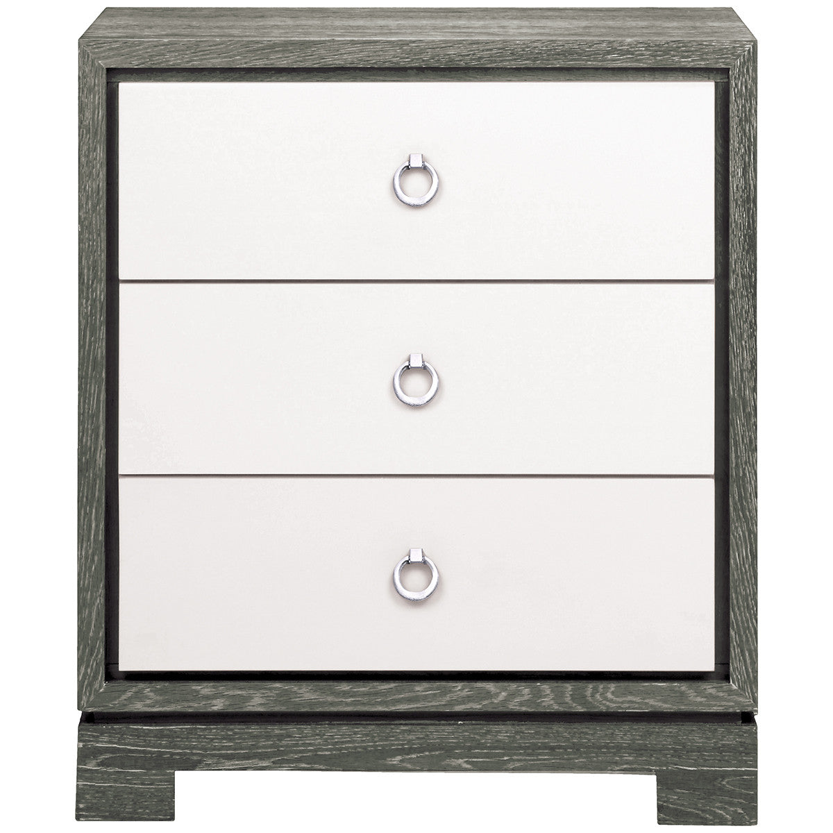 Villa &amp; House Berkeley 3-Drawer Side Table with Chrome Pulls in Gray
