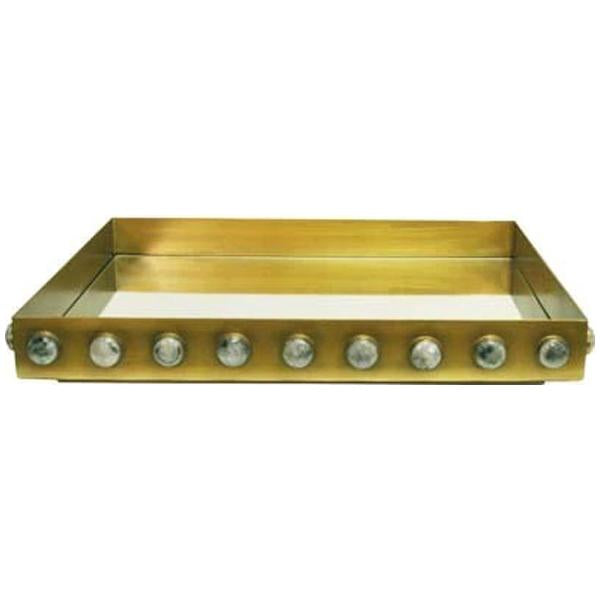 Worlds Away Brister Rectangle Brass Tray with Inset Mirror
