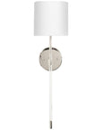 Worlds Away Acrylic Sconce with White Linen Shade
