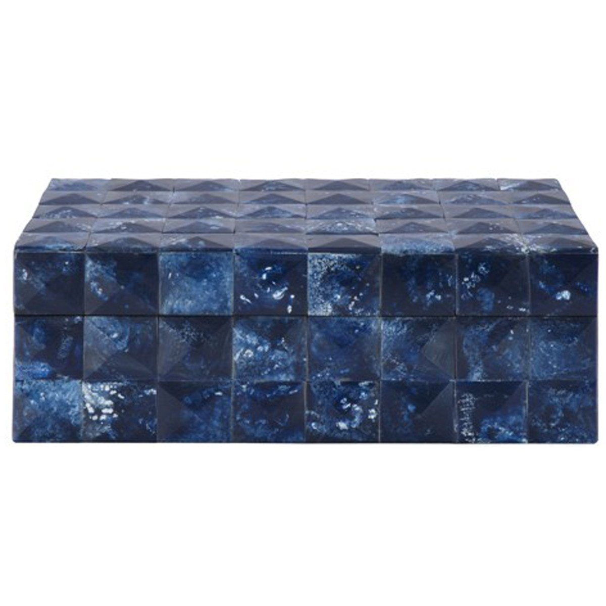 Worlds Away Hand Crafted Decorative Box in A Blue Geometric Pattern