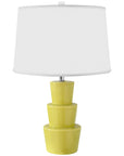 Worlds Away 3-Tier Ceramic Table Lamp with White Linen Shade