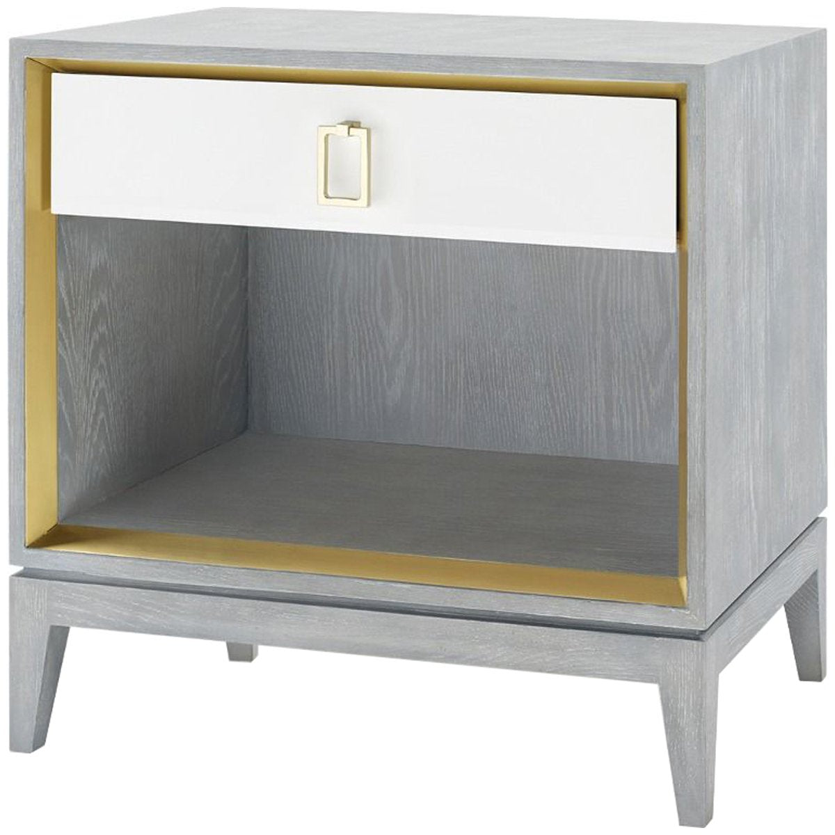 Villa &amp; House Cameron 1-Drawer Gray Side Table with Raquel Pull