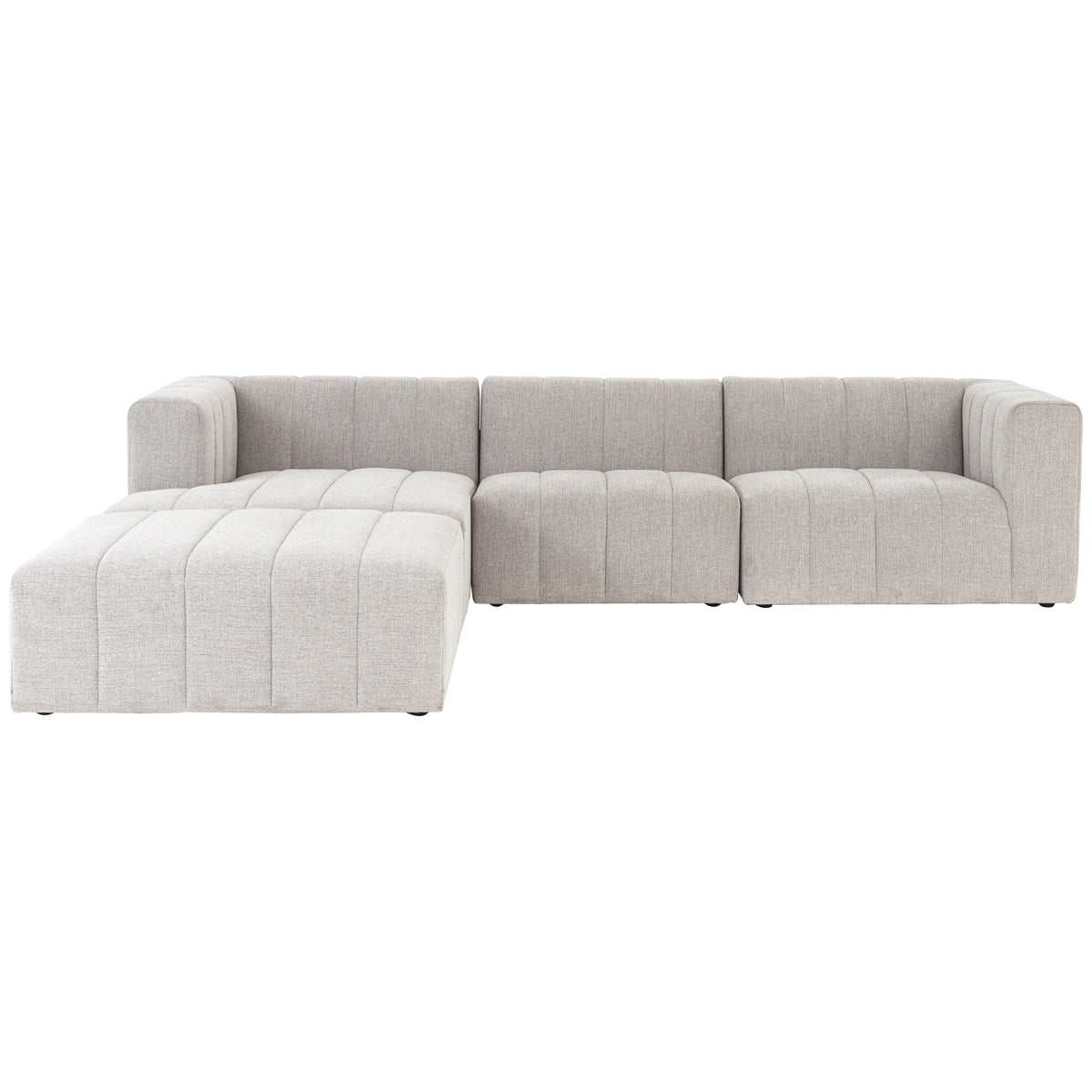Four Hands Grayson Langham Channeled 3-Piece Sandstone Sectional with Ottoman