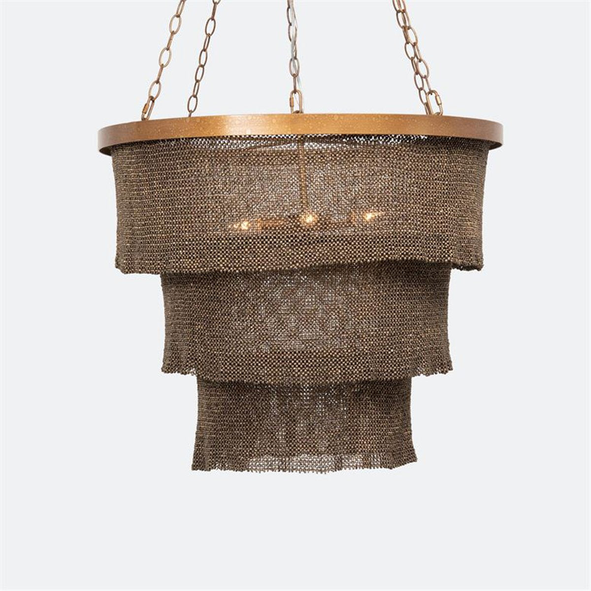 Made Goods Patricia Three-Tiered 5-Light Woven Coco Beads Chandelier