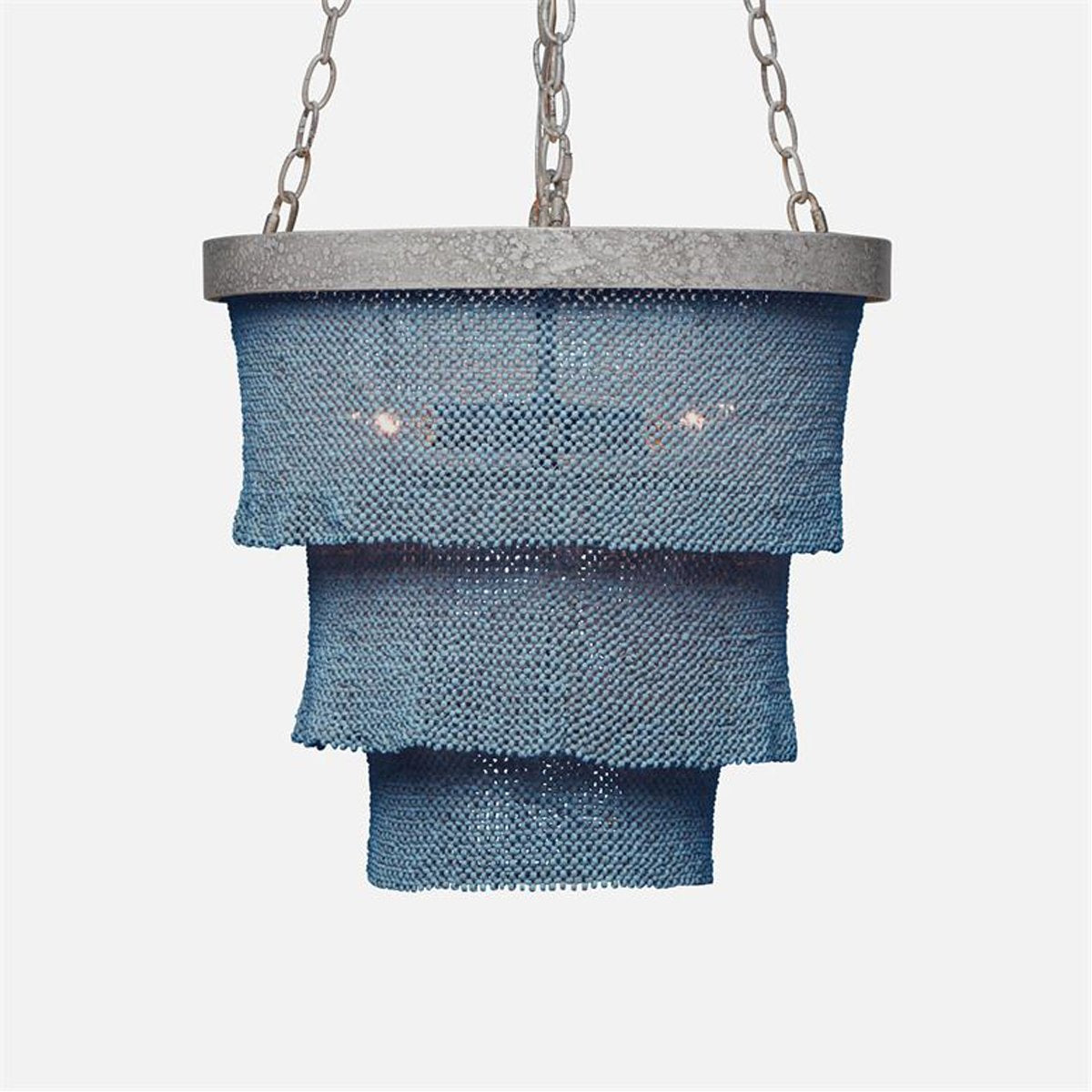 Made Goods Patricia Three-Tiered 3-Light Woven Coco Beads Chandelier