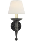 Visual Comfort Iron Torch Sconce with Linen Shade