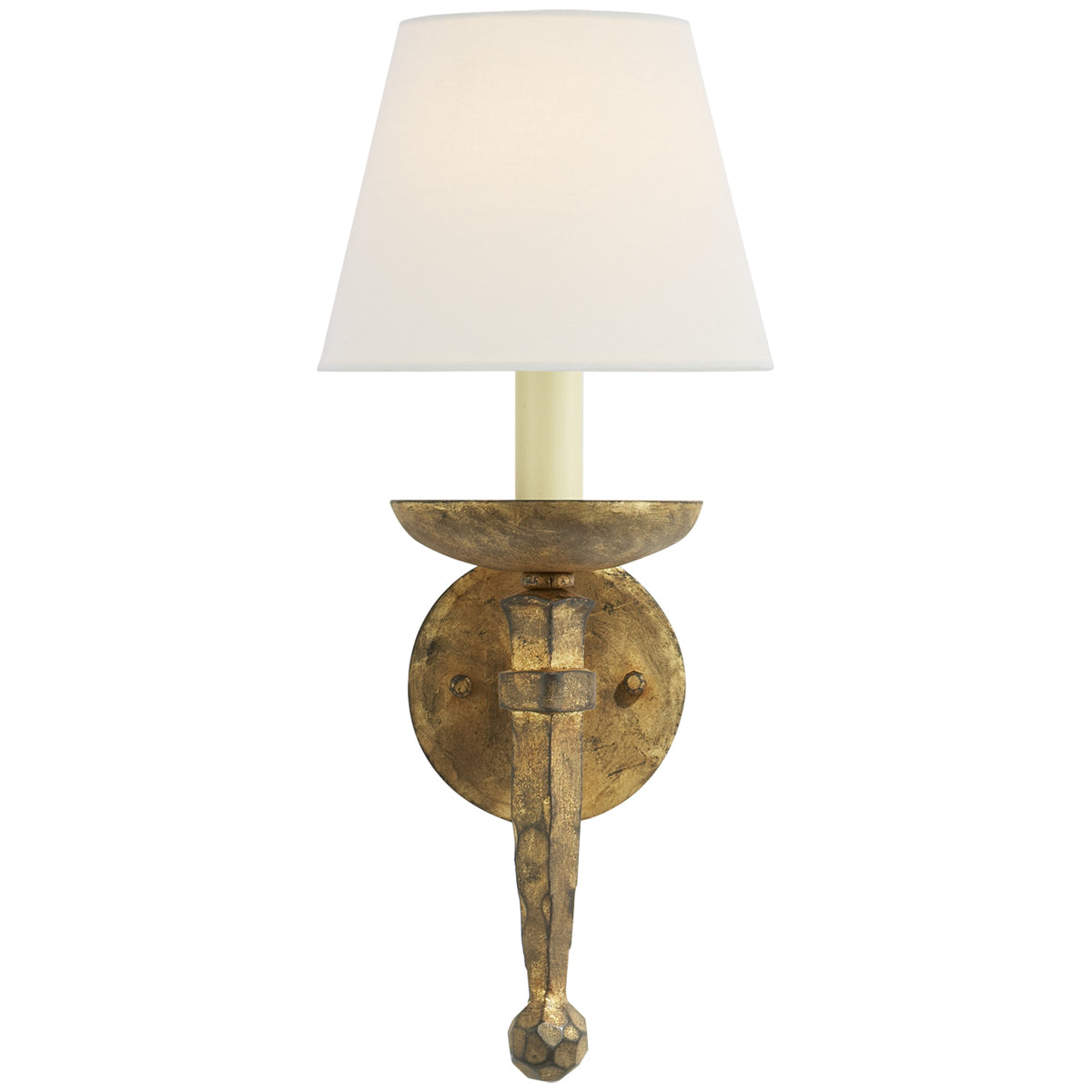 Visual Comfort Iron Torch Sconce with Linen Shade