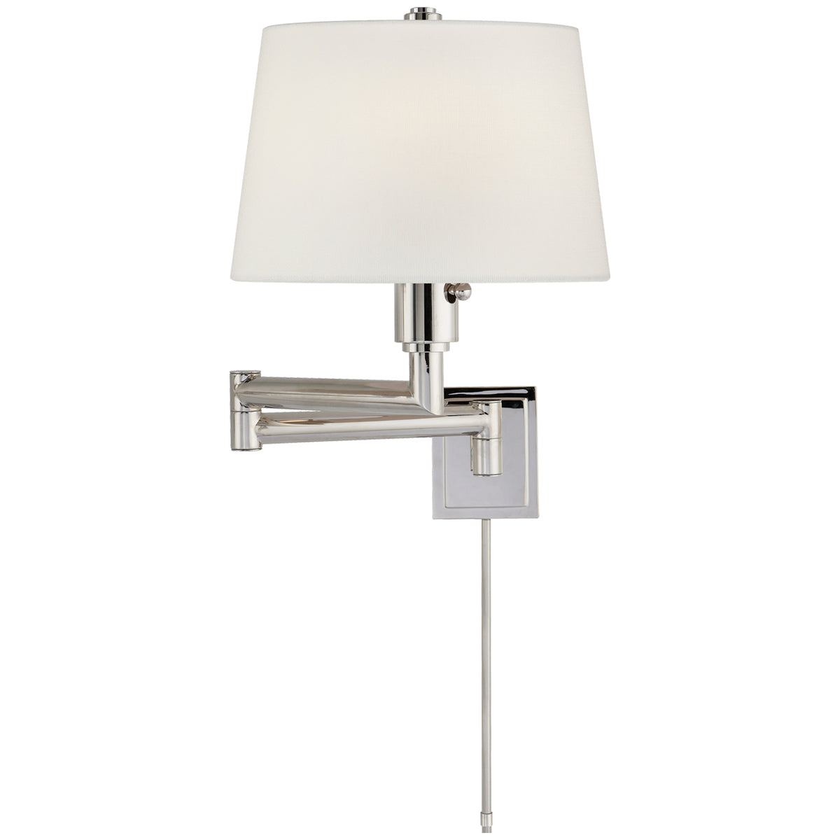 Visual Comfort Chunky Swing Arm Wall Light with Linen Shade