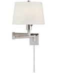Visual Comfort Chunky Swing Arm Wall Light with Linen Shade