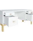 Worlds Away 4-Drawer Desk in White Lacquer