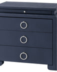 Villa & House Elina 3-Drawer Navy Side Table with Owen Pull