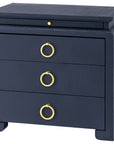 Villa & House Elina 3-Drawer Navy Side Table with Owen Pull