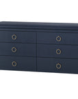 Villa & House Elina Extra Large 6-Drawer Navy Dresser with Owen Pull