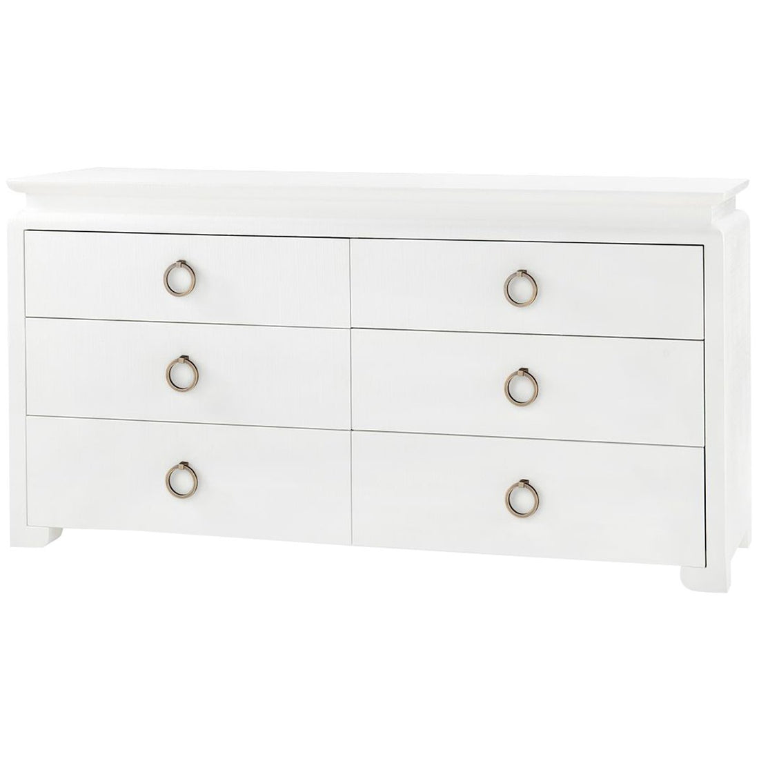 Villa & House Elina Extra Large White 6-Drawer Dresser in Owen Pull