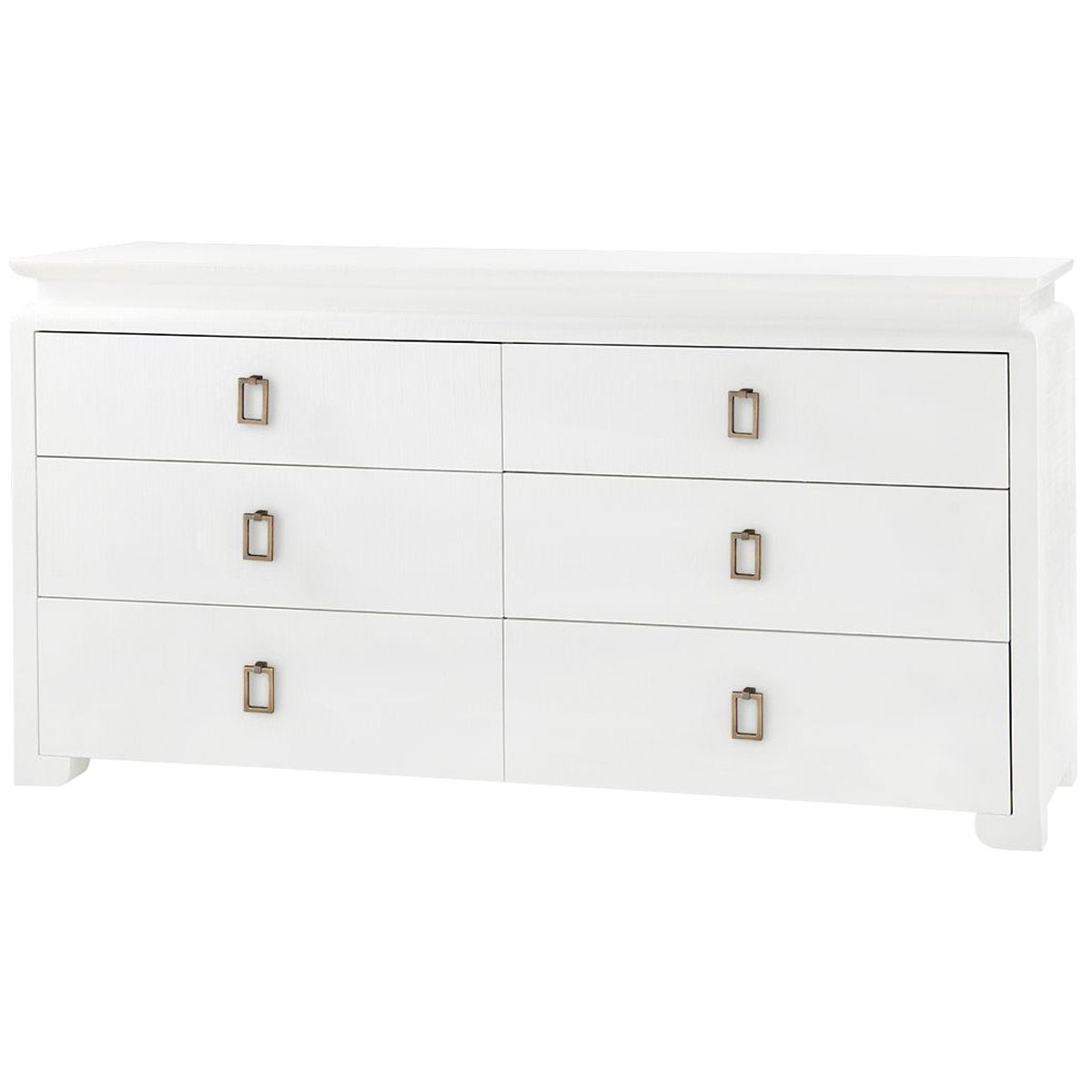 Villa &amp; House Elina Extra Large White 6-Drawer Dresser in Raquel Pull