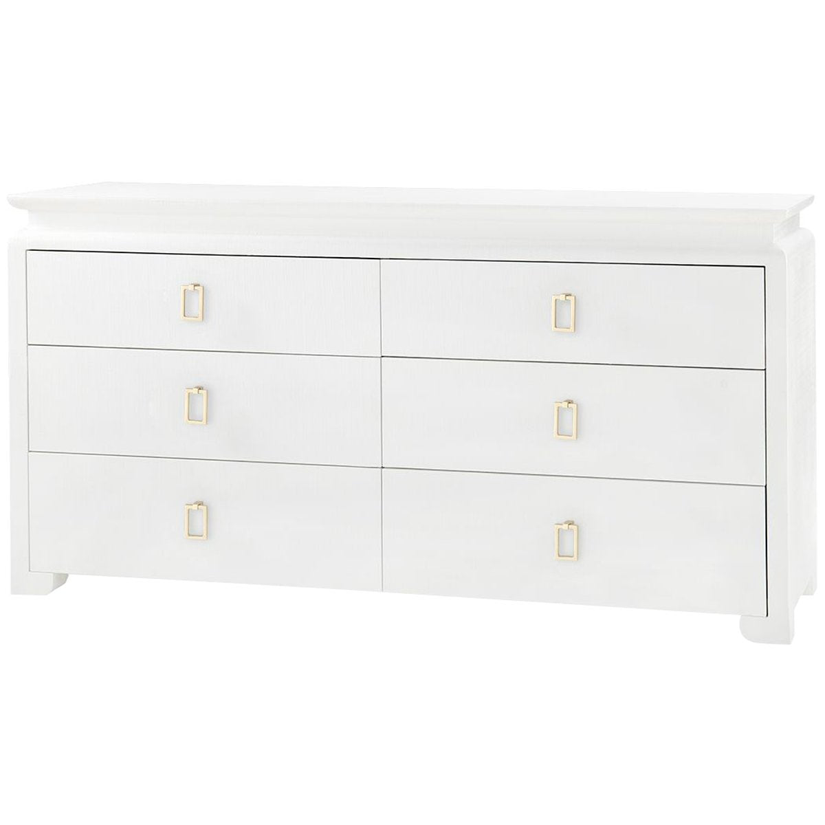Villa &amp; House Elina Extra Large White 6-Drawer Dresser in Raquel Pull