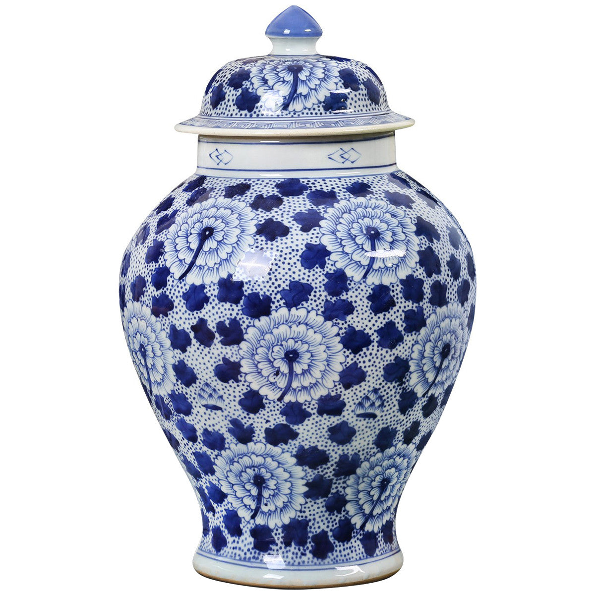 Villa &amp; House Flower Temple Jar in Blue and White
