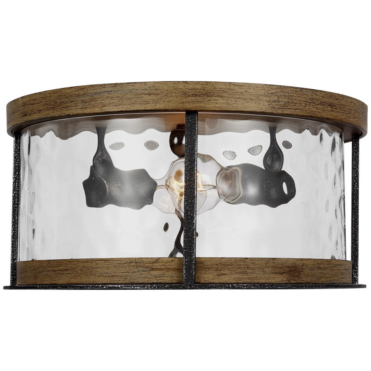 Feiss Angelo 2-Light Angelo Flushmount - Distressed Weathered Oak