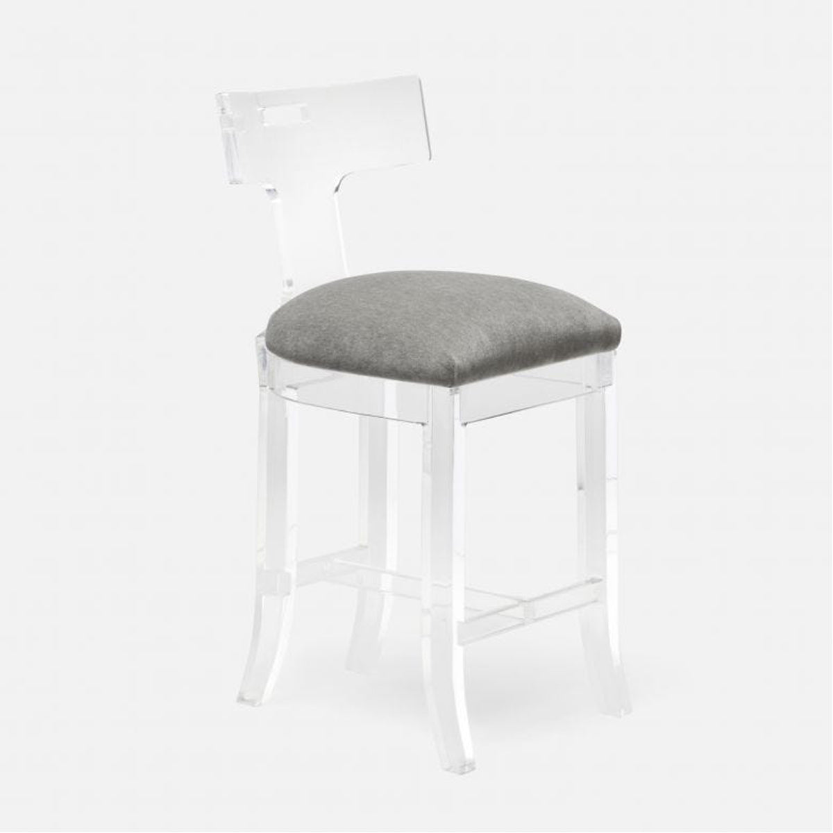 Made Goods Aldercy Clear Acrylic Counter Stool in Marano Wool-On Lambskin