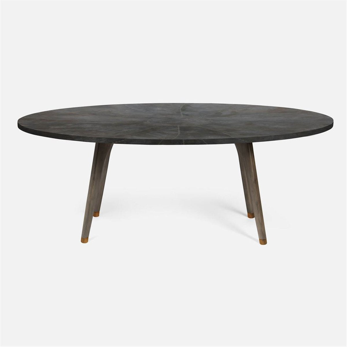 Made Goods Alder Oval Dining Table in Zinc Metal Top