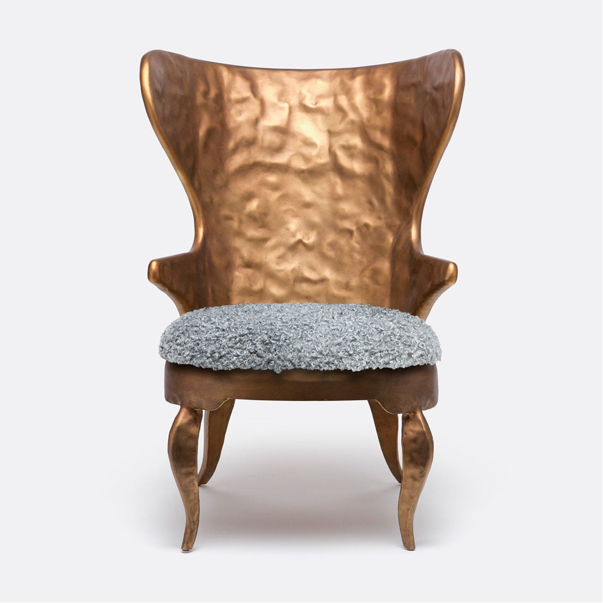 Made Goods Alfred Upholstered Metal Accent Chair in Hammered Gold Iron