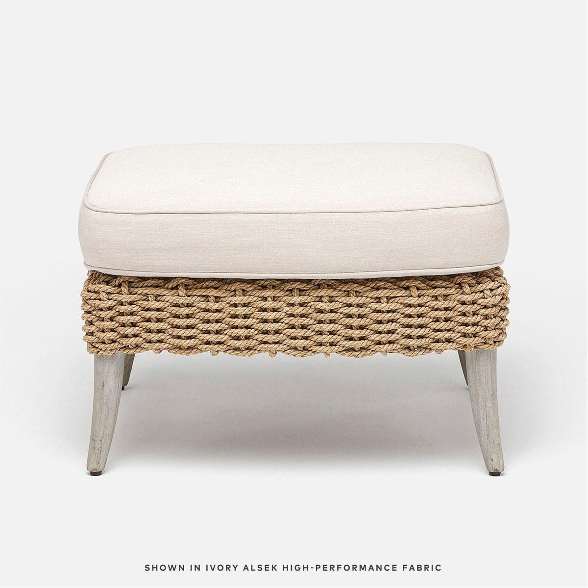 Made Goods Arla Faux Rope Outdoor Ottoman in Danube Fabric