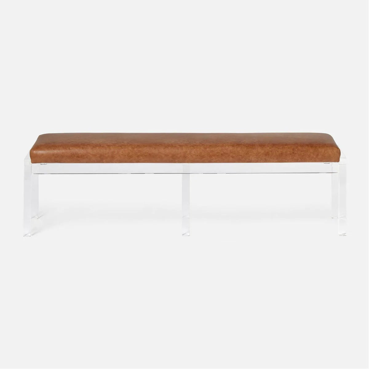 Made Goods Artem Triple Upholstered Clear Acrylic Bench in Aras Mohair