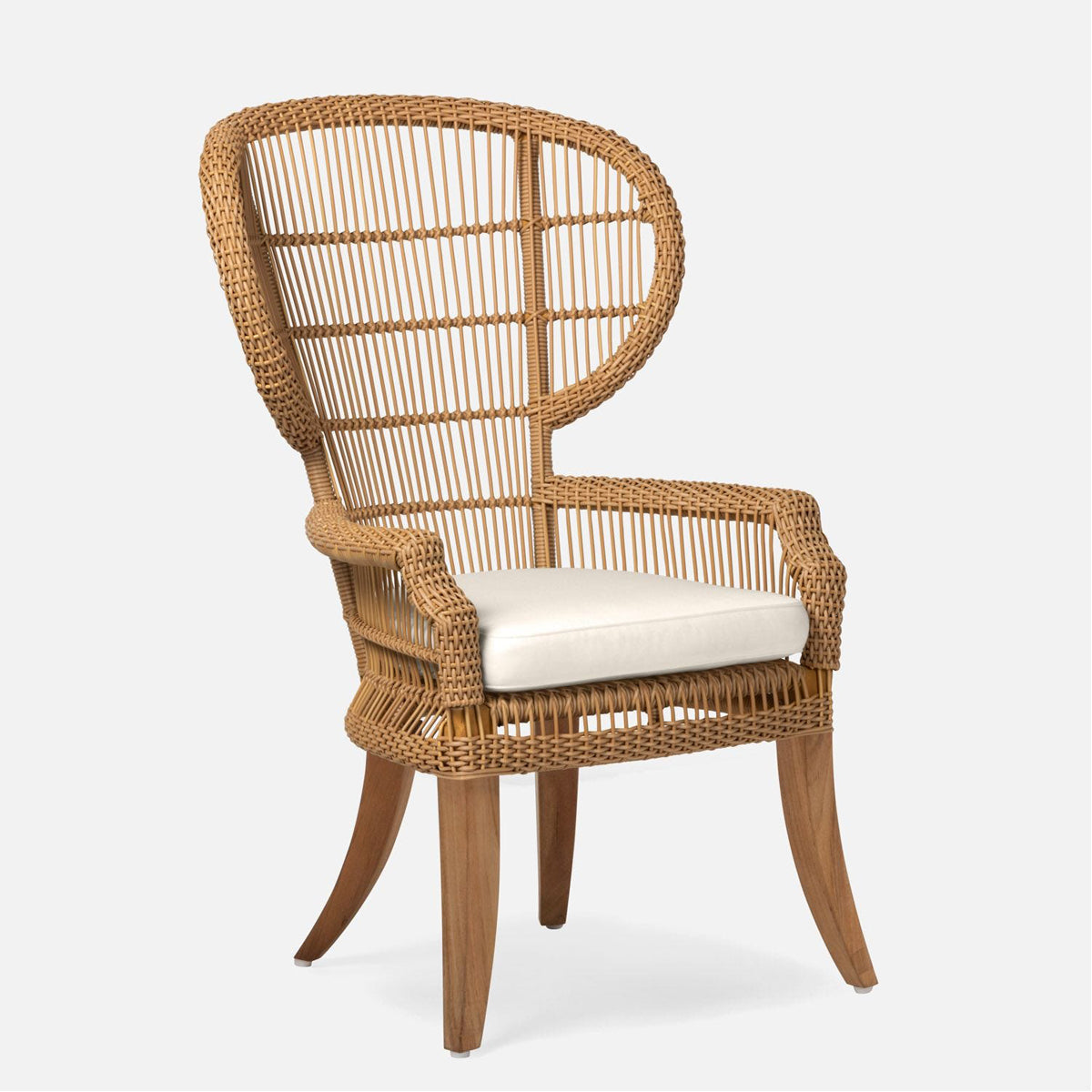Made Goods Aurora Woven Wingback Outdoor Dining Chair in Volta Fabric