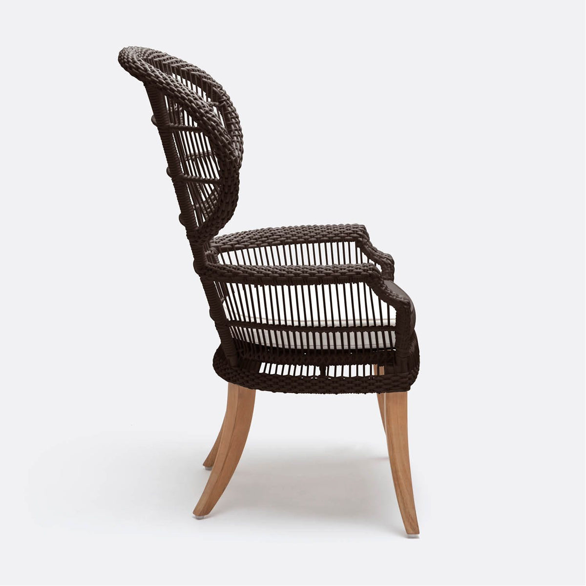 Made Goods Aurora Woven Wingback Outdoor Dining Chair in Liard Cotton Velvet